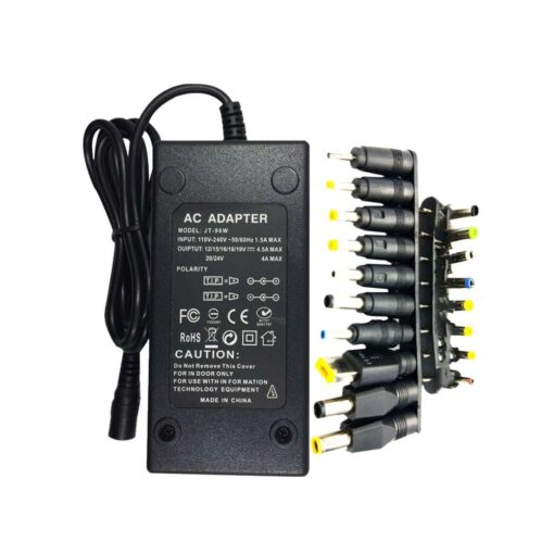Universal 96W Laptop Charger with 18 Tips for Most Devices, Adjustable Voltage 12V-24V