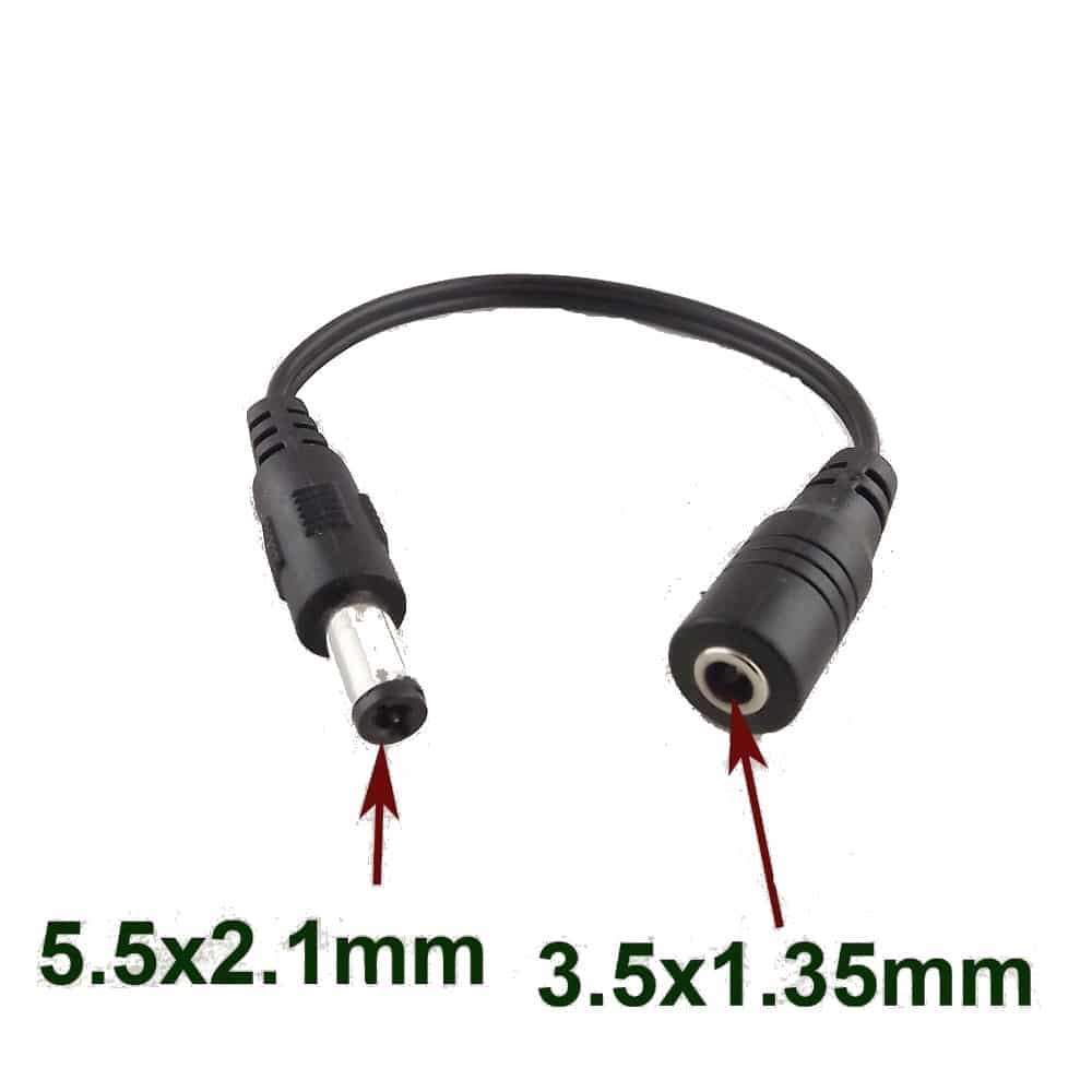 DC Converter Cable: 3.5x1.35mm Female to 5.5x2.1mm Male for Power Adapters