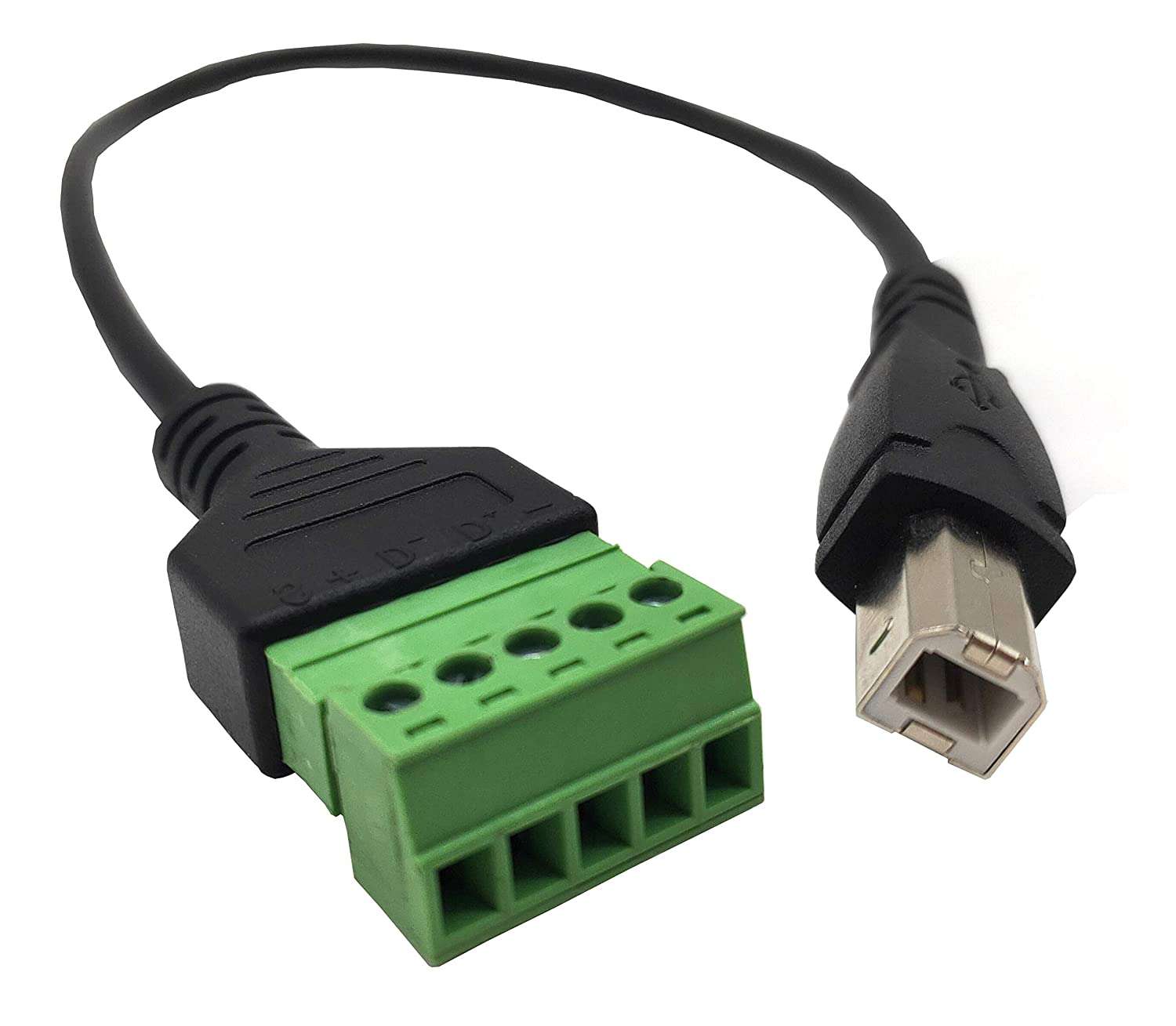 Solderless USB Type-B Male to 5 Pin Terminal Adapter Cable for Easy Connections (30cm)