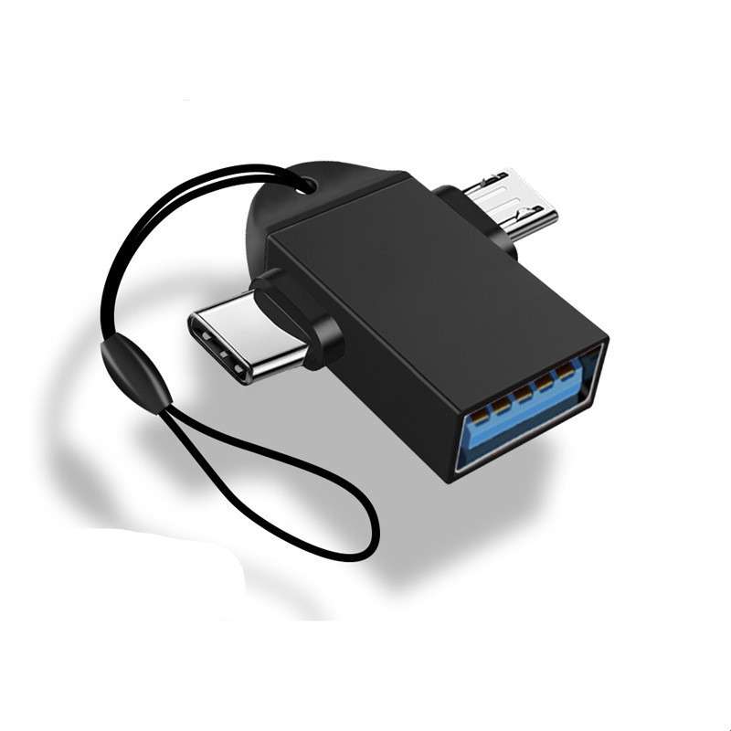 OTG USB 2-in-1 Adapter: Type-C & Micro USB to USB-A for High-Speed Data Transfer on Smartphones, Laptops, and Tablets.