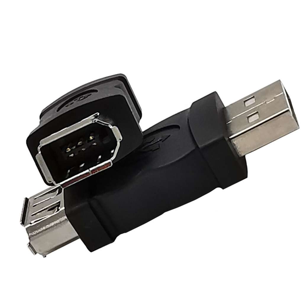 USB 2.0 Type A Male to Firewire IEEE 1394 6 Pin Female Adapter for Connecting Cameras to Computers.