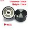 cltgxdd 1 pcs diameter 25mm 25x13mm 6mm Shaft Hole Aluminum Alloy Potentiometer Knob Black (D-axis) 1