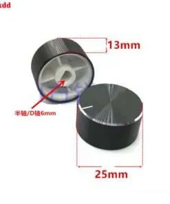 cltgxdd 1 pcs diameter 25mm 25x13mm 6mm Shaft Hole Aluminum Alloy Potentiometer Knob Black (D-axis) 2