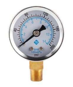 Dual Scale Air Pressure Gauge for Air and Oil Systems with Bottom Connection - Stainless Steel