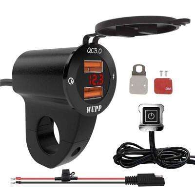 Waterproof Motorcycle Fast Charger Socket with QC3.0 Dual USB Power Outlet for Phones and Devices