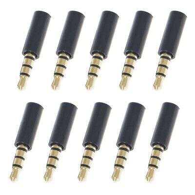 10 Pack Gold Plated 3.5mm Male Stereo Headphone Jack Plugs for Soldering Audio Projects