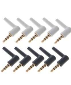 10 Pack Gold Plated 3.5mm 90° Male Stereo Headphone Mini Jacks for Audio Connections