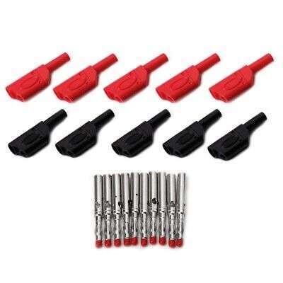 10 Sets 4mm Male Sheath Stackable Banana Plug Wire Solder Connectors for Secure Audio/Video Connections