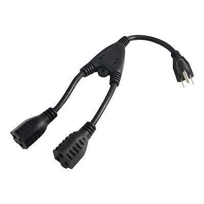 3 Prong 5-15P to 2x5-15R Power Cord: 1 Foot Multifunctional Extension for Home & Office Electronics