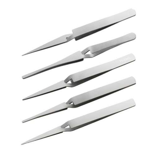 Precision Stainless Steel Tweezers for Reverse Round Head, Reverse Fork, Pointed Applications