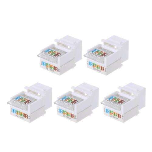 5-Pack RJ45 Network Socket Kit for Ethernet Outlets - White - Ideal for AMP LAN Wiring