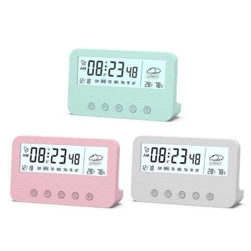 Intelligent Digital Clock for Home & Office with Temperature, Humidity, Weather & Date Display
