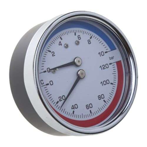 Thermo-Manometer Gauge: Precise Temperature & Pressure Monitoring for Systems up to 120°C & 10 Bar