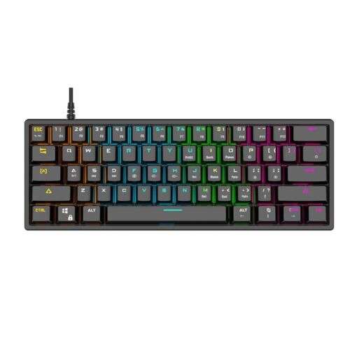 Compact RGB Gaming Keyboard: Waterproof, Wired, 61 Keys, Mini Size for Desktops