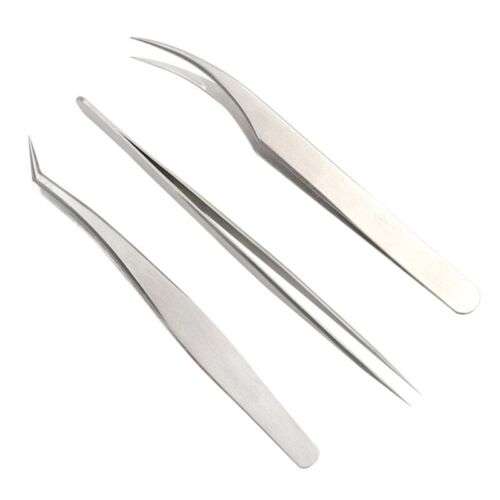Precision Stainless Steel Tweezers for Eyebrow Shaping, Hair Removal, & Eyelash Extension