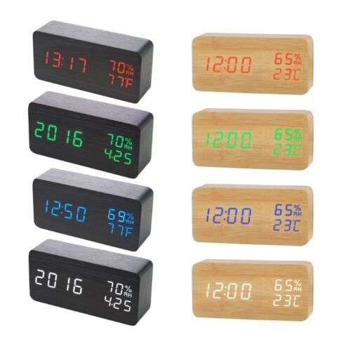 Multifunctional Wooden Alarm Clock for Desk - Wake Up on Time, Never Be Late Again