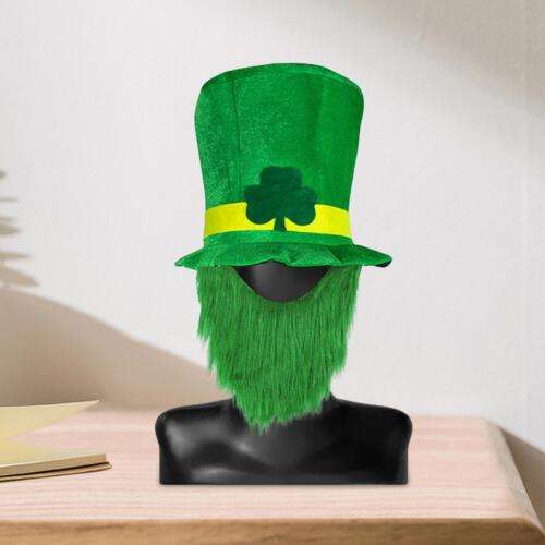 St. Patrick's Day Leprechaun Hat with Beard Costume for Adults