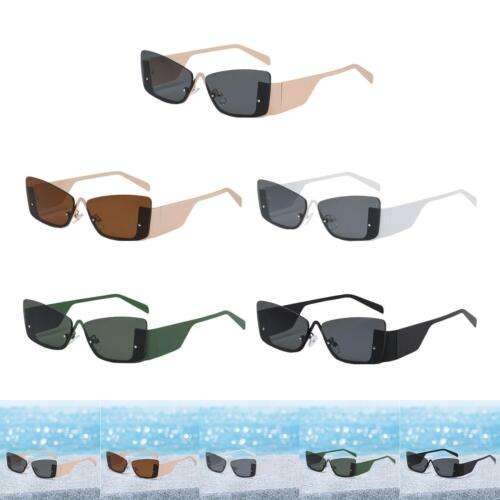Trendy Women's Rectangle Sunglasses - Metal Frame Futuristic Shades for Driving & Style