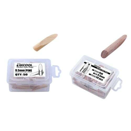 Portable 50 Piece Solid Wood Hole Plugs for Drilling and Furniture Repair with Storage Box