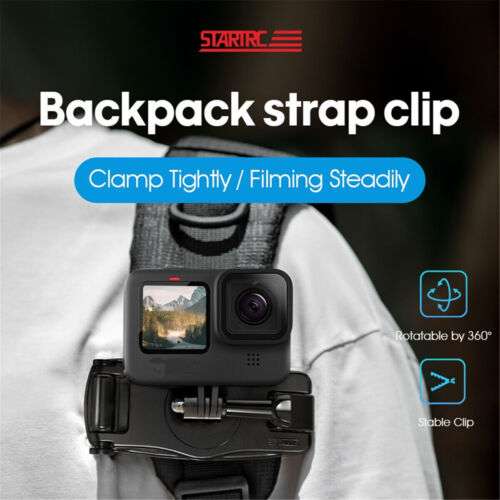 Universal Sport Camera Backpack Strap Mount for DJI Pocket 2, Insta360 ONE, GoPro for Hands-Free Action Shots