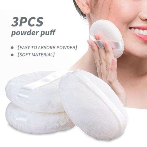 Professional Makeup Application: 3-Piece Ultra Soft Large Round Powder Puffs for Foundation