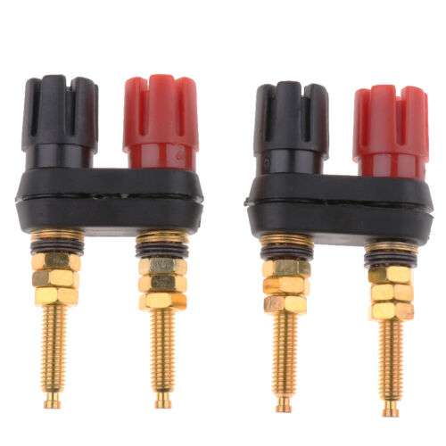 2-Pack Gold Plated Insulated Terminal Binding Post Power Amplifier Dual Plug for Enhanced Audio Connections