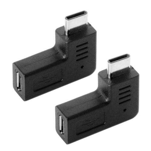 2-Pack 90° Micro USB Female to Male Adapters for Charging & Data Transfer on Samsung Galaxy S7