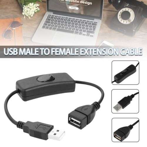 USB Power Extension Cable with On/Off Switch for Convenient Device Control