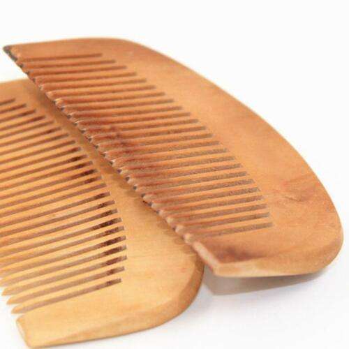 Trendy Wooden Beard Comb: Engraved Natural Wood Anti-Static Hair Comb for Smooth Styling.