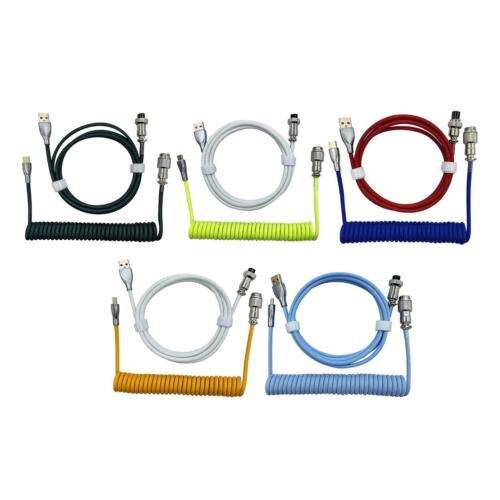 1.8M USB to Type-C Coiled Cable: Flexible and Durable for Mechanical Keyboards