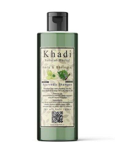 Khadi Natural Herbal Amla Bhringraj Shampoo for Hair Growth & Strengthening (200ml)
