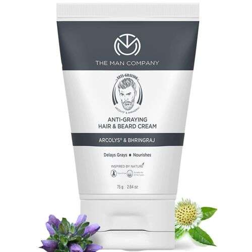 The Man Company Anti-Graying Hair & Beard Cream: Delay Graying, Restore Natural Color for Men