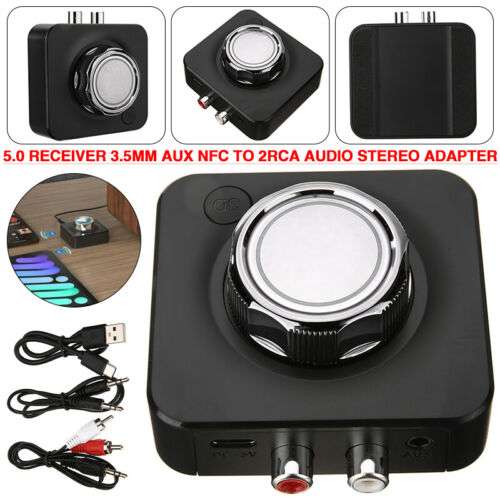 USB Wireless 5.0 Receiver for 3.5mm AUX, NFC to 2RCA Audio Stereo Adapter: Stream Music Wirelessly to Your Speakers