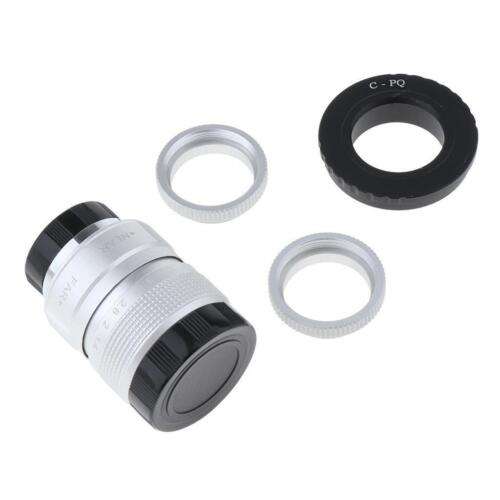 25mm Lens with C Mount Adapter & Rings for Low-Light Photography