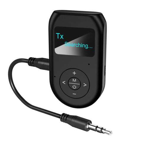 Bluetooth 5.0 Audio Receiver Transmitter with LCD Display & Handsfree Calling for 3.5mm AUX Devices