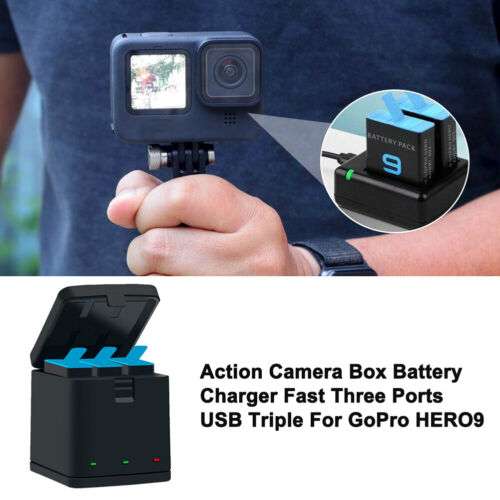 Triple Action Camera USB Charger Kit for GoPro HERO9 Travel Accessories