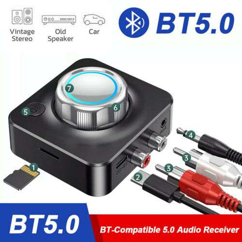 Upgrade Your Audio: USB Bluetooth 5.0 Receiver with NFC for Wireless 3.5mm AUX to 2RCA Stereo Connection
