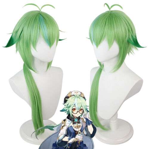 Genshin Impact Sucrose Cos Wig: Sweetness Gradual Green Cosplay Headpiece for Game Fans