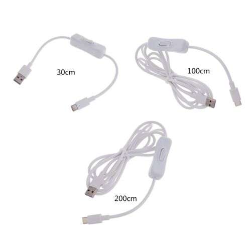 Ultra-Compact White Type-C USB Cable with On/Off Switch for Fast Charging and Data Transfer