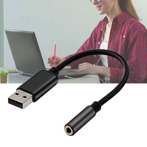 USB to 3.5mm Audio Adapter Cable: Portable Converter for PC, Laptop, and Smartphones.