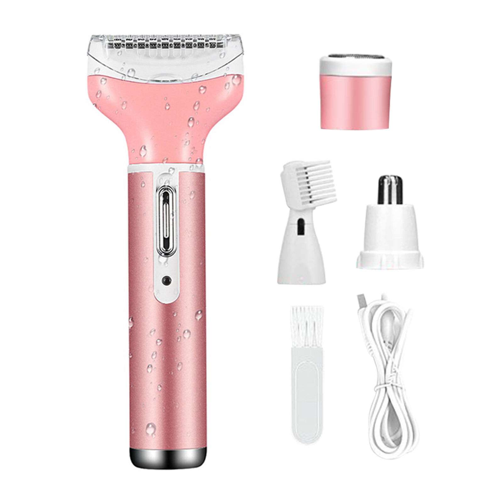 4-in-1 Electric Shaver for Women: Nose, Eyebrow, Face, and Body Hair Removal (Wet/Dry)