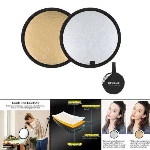 Professional 2-in-1 Mini Light Reflectors for Photography and Videography - 12 Inch Gold Multi-Disc with Carrying Bag