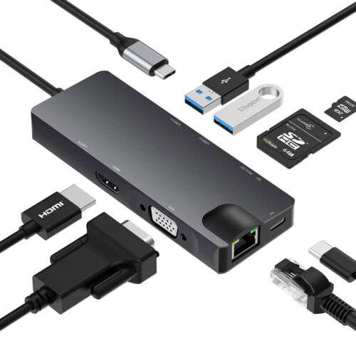 8-in-1 USB-C Hub with HDMI, Gigabit Ethernet, and More for Multi-Device Connectivity