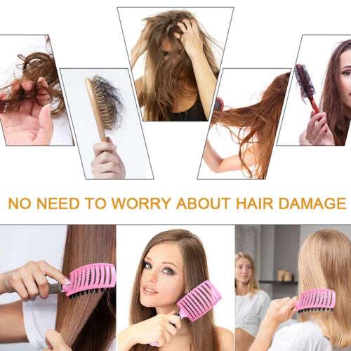 Curved Styling Comb Hair Tool for Wide Massage, Hollow Fluffy Brush, Teeth Scalp