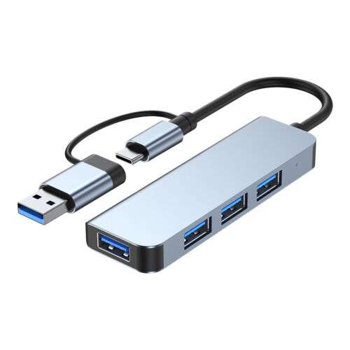 High-Speed 4-Port USB 3.0 Hub Splitter for Type-C Devices - Plug & Play Expansion