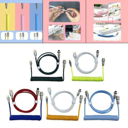 1.8M Coiled USB-C to Type-C Cable for Mechanical Keyboard Gaming