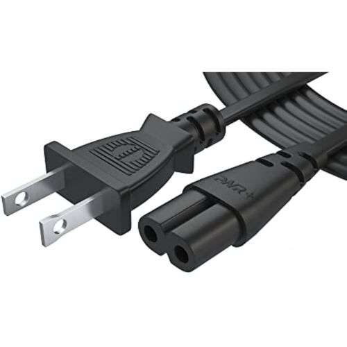 2-Prong AC Power Cord for Samsung, LG, TCL, Sony TVs: LED & LCD Compatible