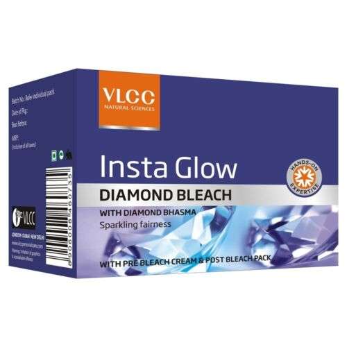 VLCC Insta Glow Diamond & Gold Bleach for Radiant, Even-Toned Skin (60g)