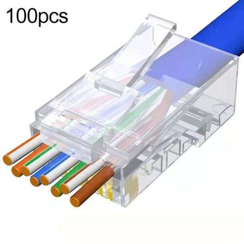 100 Pack RJ45 CAT5e Modular Crimp Patch Cables for Network Connections
