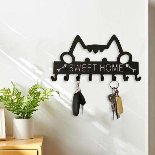 Modern Black Key Rack for Home Office - Wall Mounted Key Holder Hooks for Door Decoration